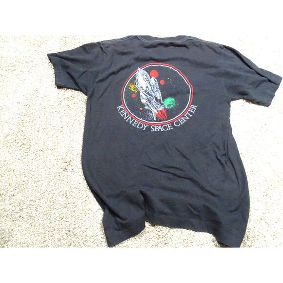 Vtg 80s NASA Kennedy Space Center Single Stitch T-Shirt Space Shuttle Graphic Sm - Picture 1 of 8